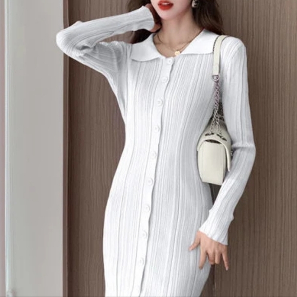 Long sleeve button down sweater dress - Picture 2 of 9